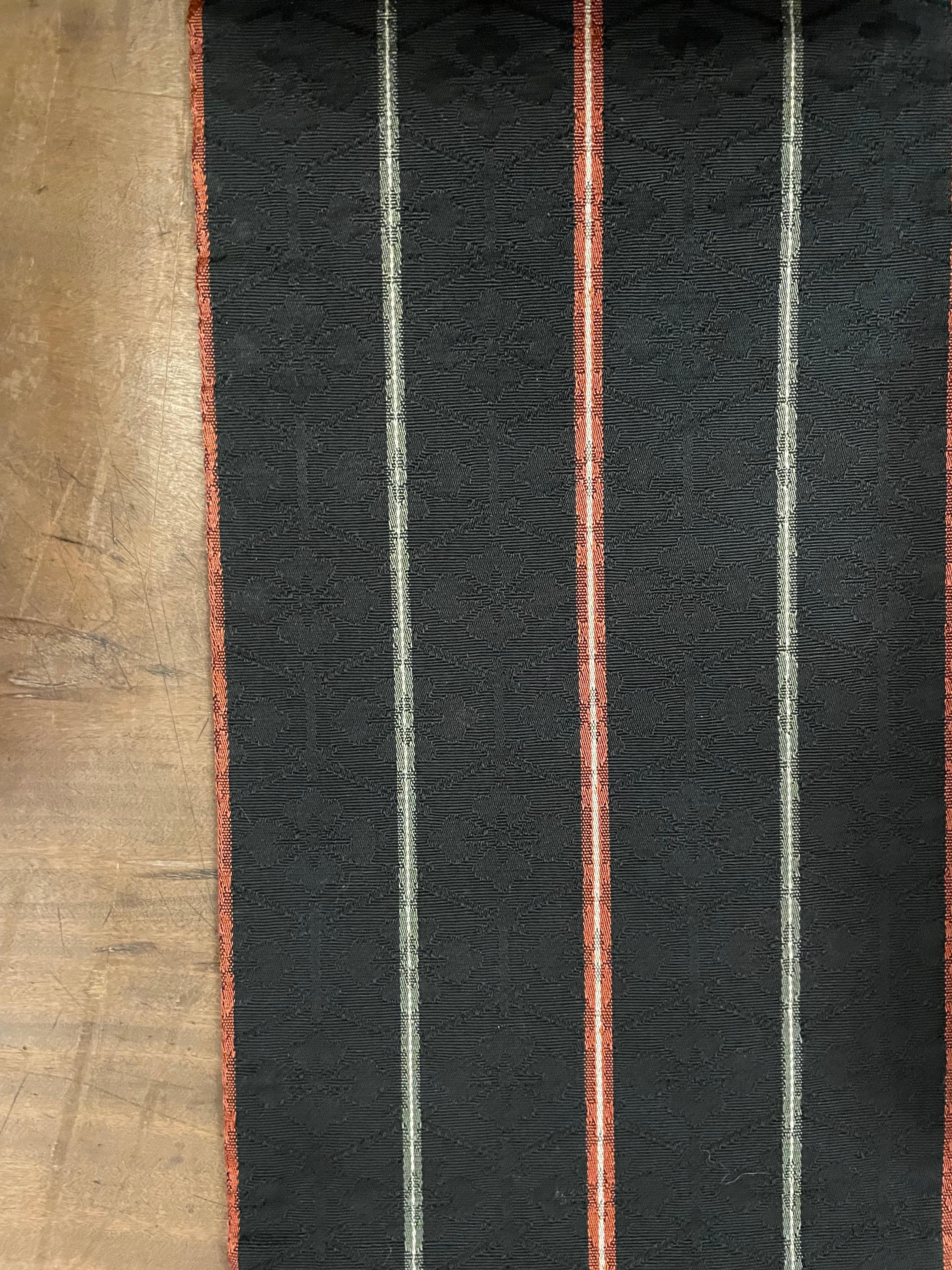Medio Kimono Japonés Cinturón Hanhaba Obi Negro y Naranja ButterFly Años 80 en venta 1