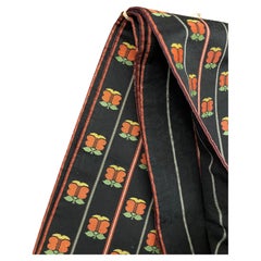 Mezzo Kimono Giapponese Cintura Hanhaba Obi Nero e Arancione ButterFly Anni '80