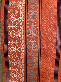 Japanese Half Kimono Belt Hanhaba Obi Orange with Embroidery 1980s