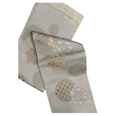 Mezzo kimono giapponese con cintura Hanhaba Obi blu cielo con rosa anni '80