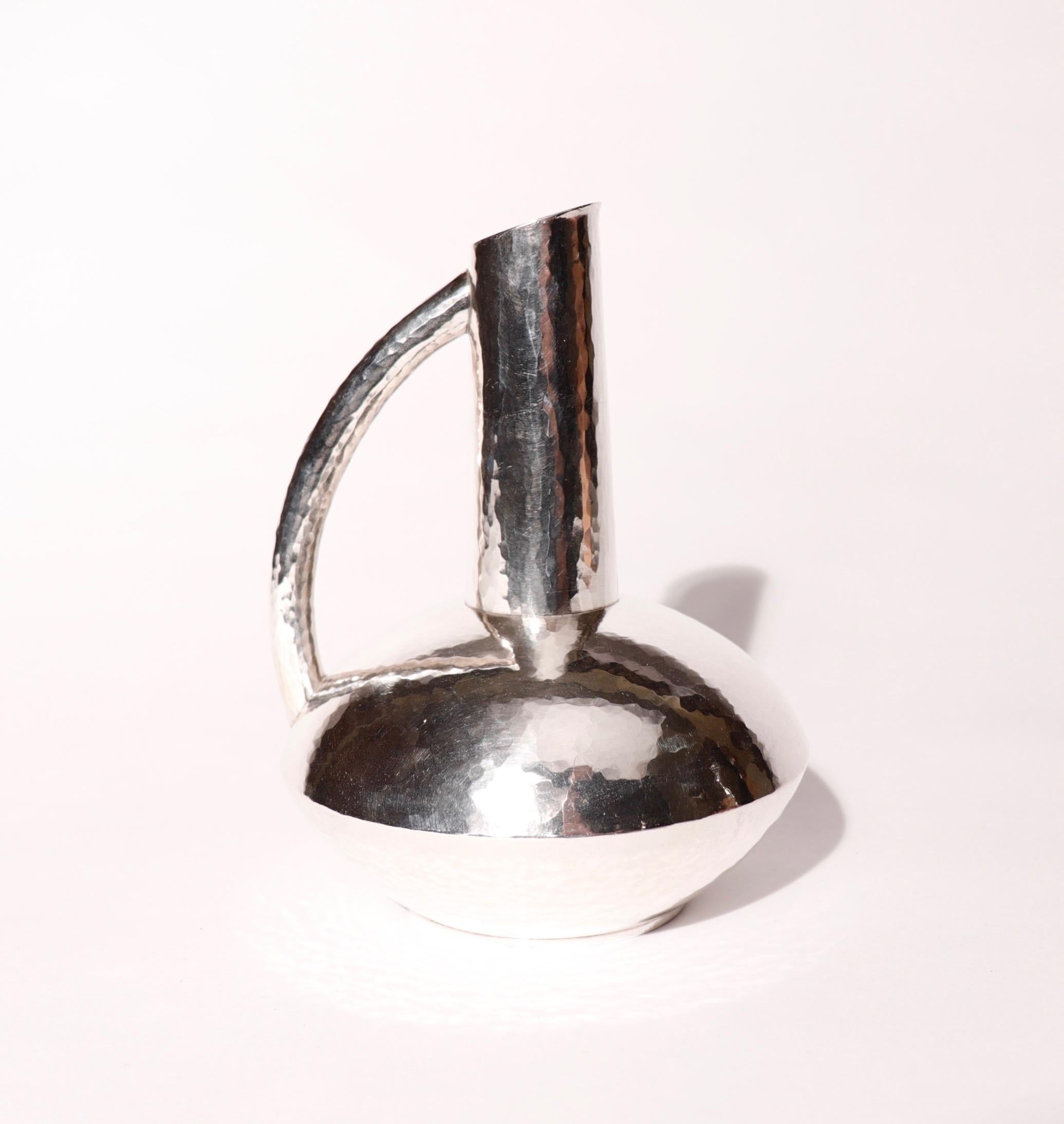 Hammered Japanese hammered silver vase by Seiho For Sale
