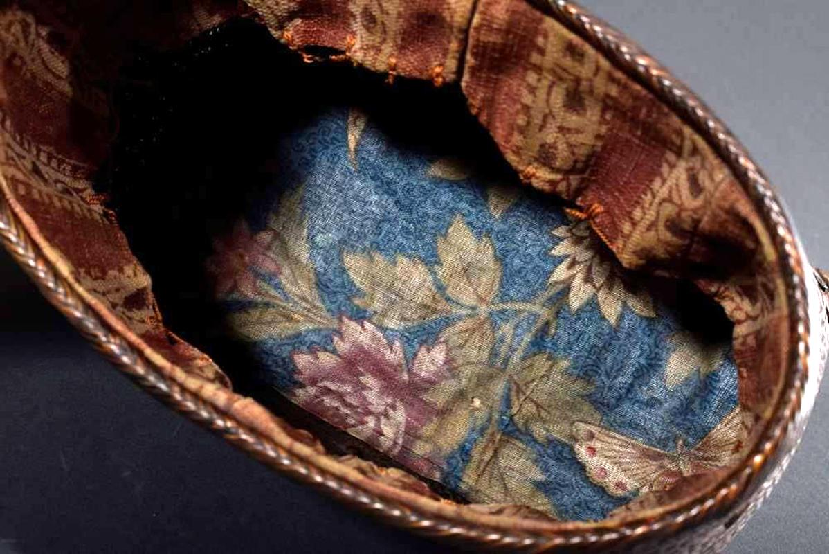 Japonisme Early Japanese Hand Basket with Brocade Interior by Suzuki Gengensai For Sale
