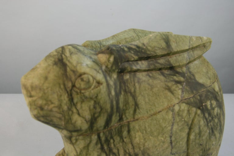 Japanese Hand Carved Green Stone Rabbit circa 1920's For Sale 9
