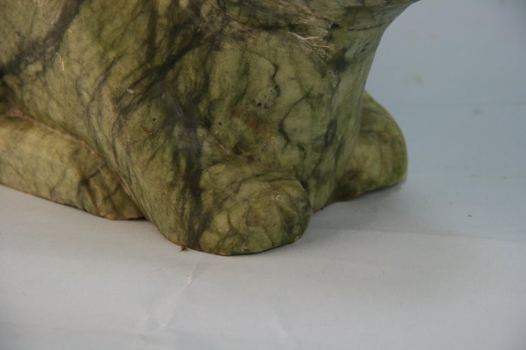 Japanese Hand Carved Green Stone Rabbit circa 1920's In Good Condition For Sale In Douglas Manor, NY