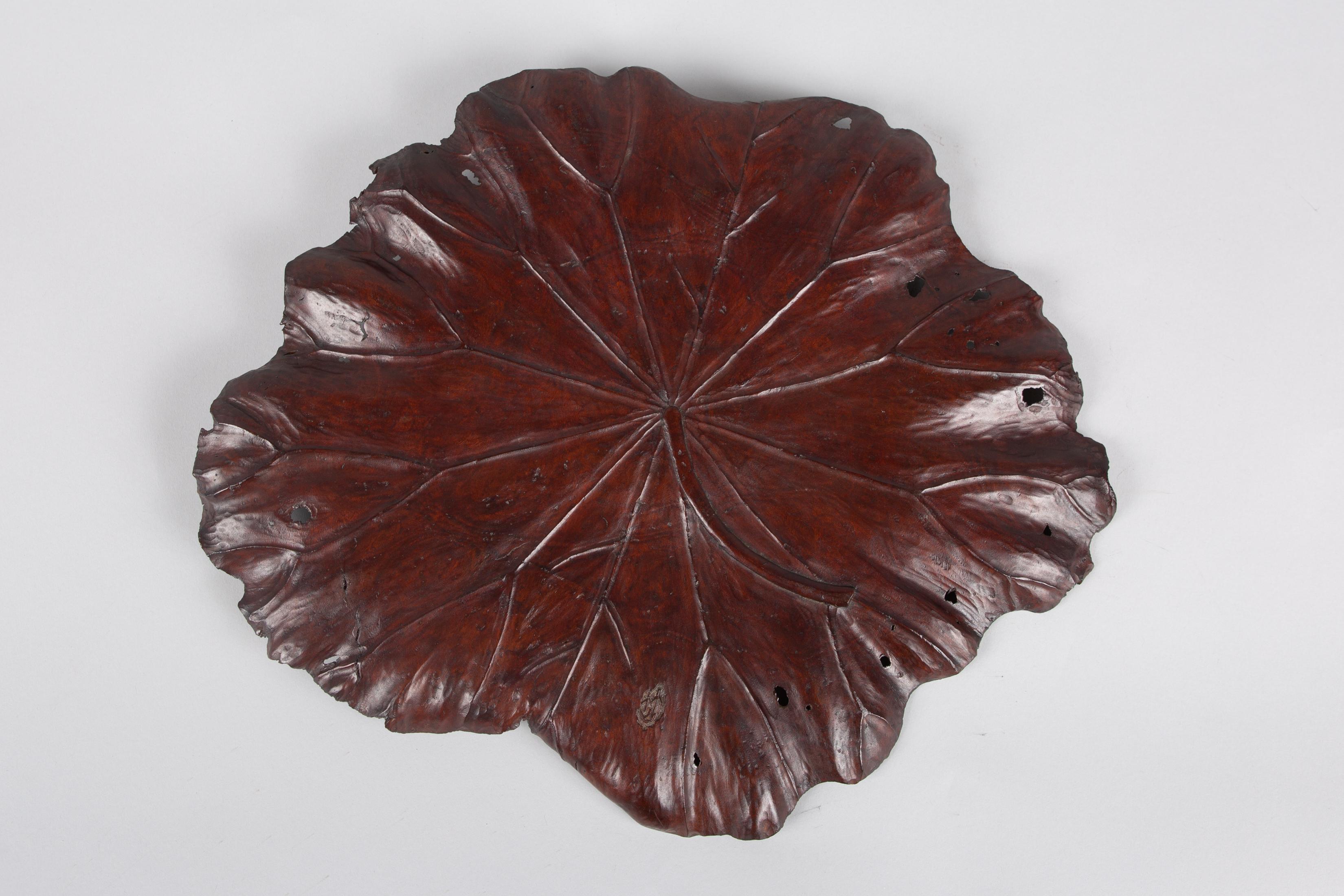 Japanese Hand Carved Lotus Leaf Tray 5