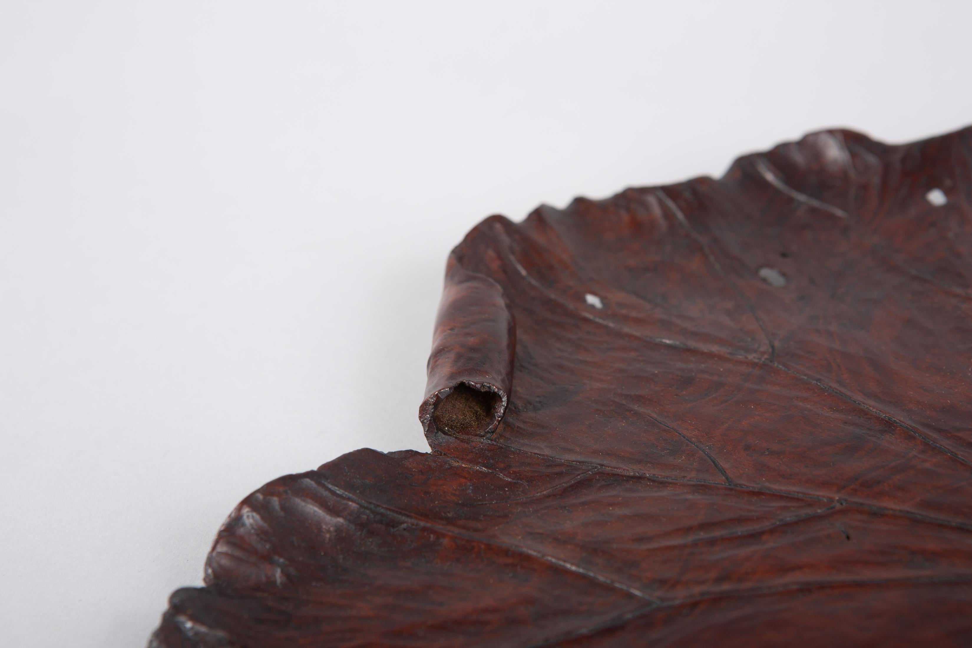 Japanese Hand Carved Lotus Leaf Tray 2