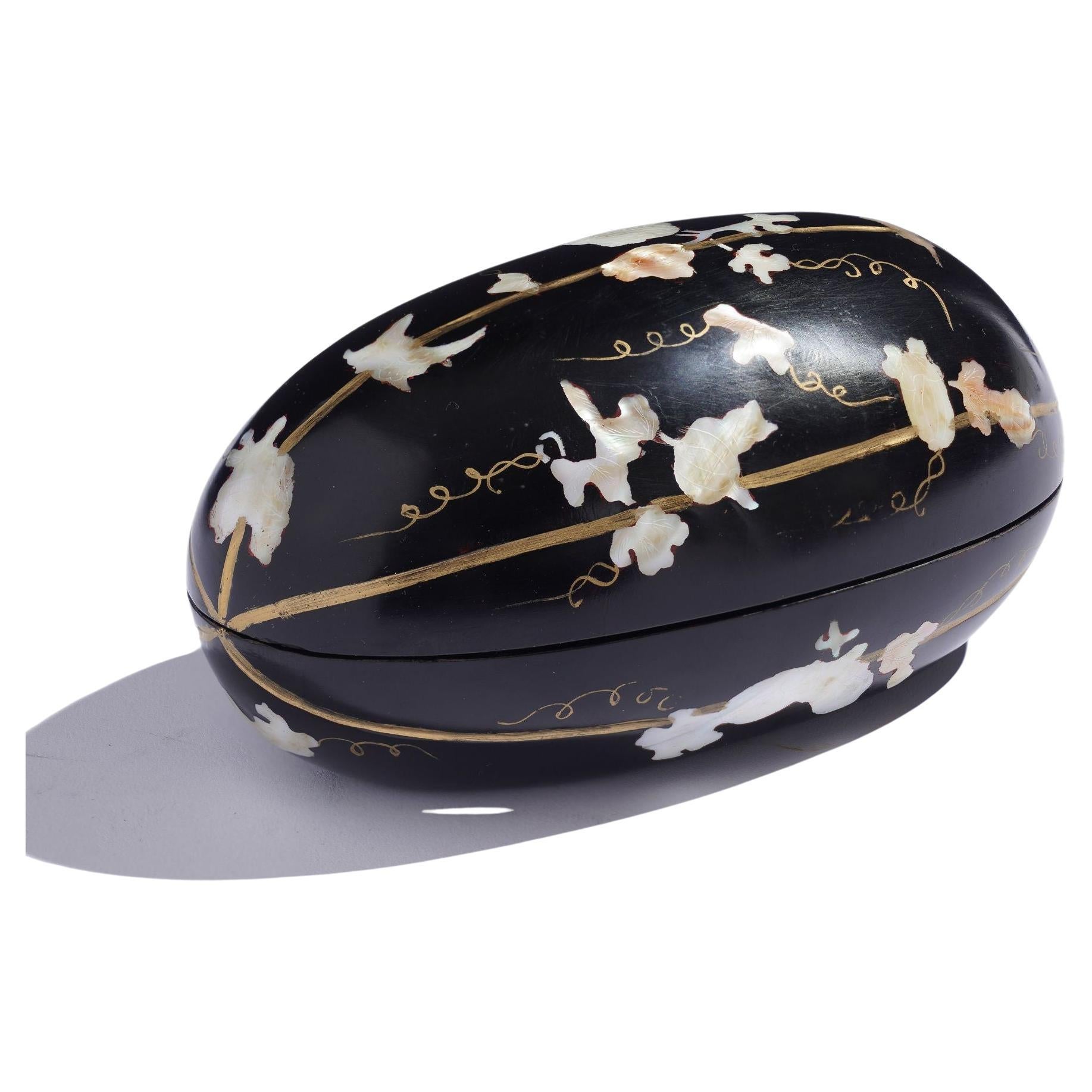 Japanische handgeschnitzte Melonenform schwarz lackierte Dose