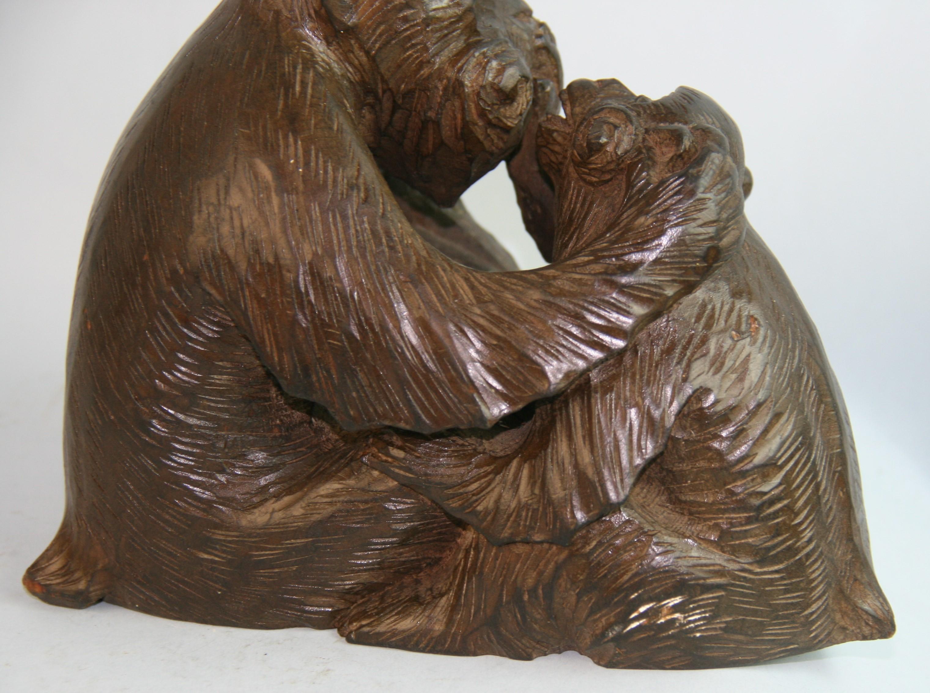 Sculpture japonaise de famille de singes sculptée à la main Hear, See and Speak No Emil en vente 3