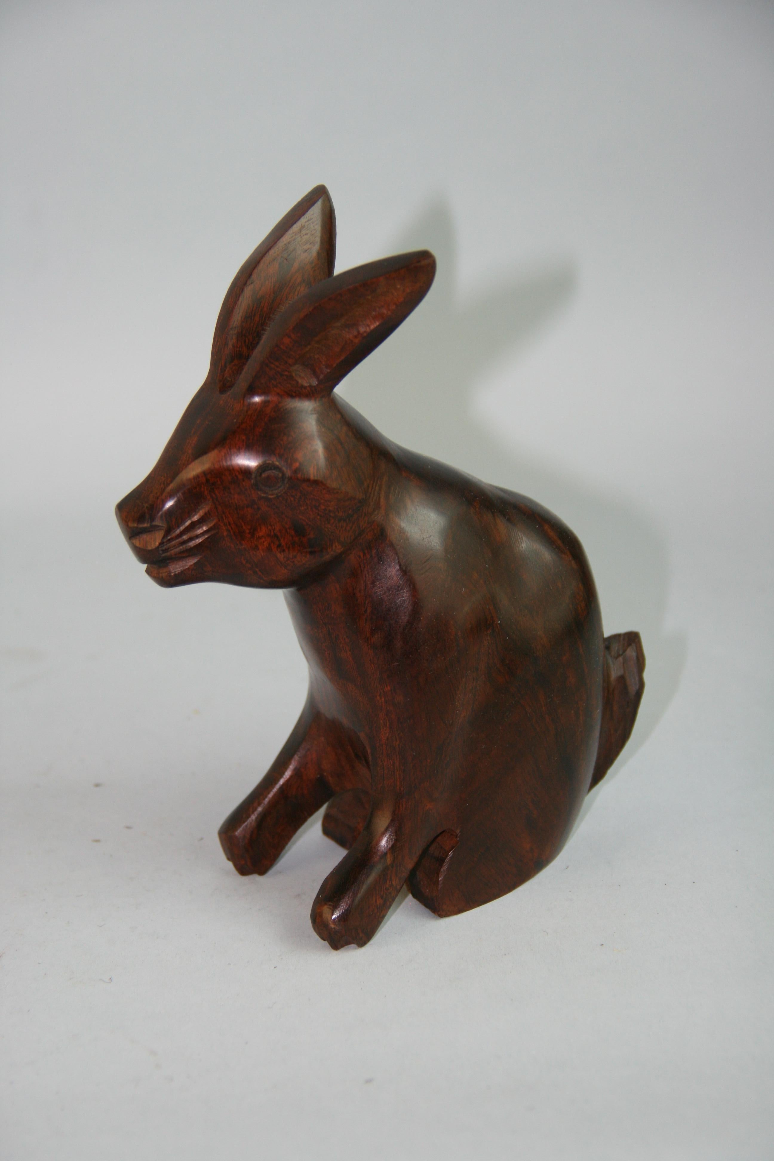 Japan hand carved rosewood rabbit.