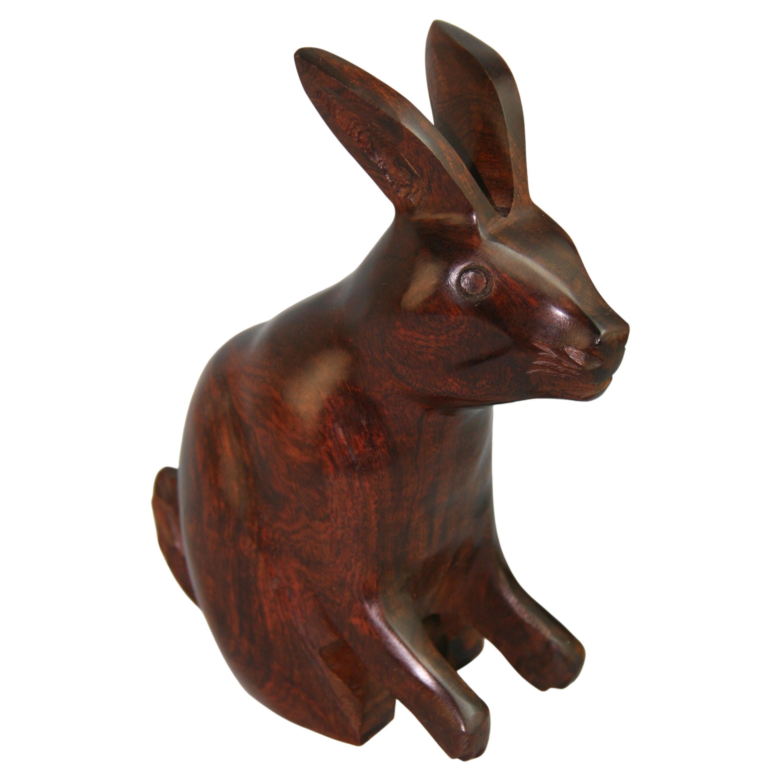 Japanese Hand Carved Rosewood Rabbit For Sale