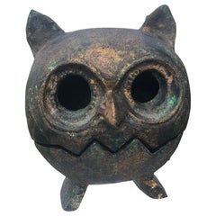 Japanese Hand Cast Gold Gilt "Owl" Lantern, Rare Find