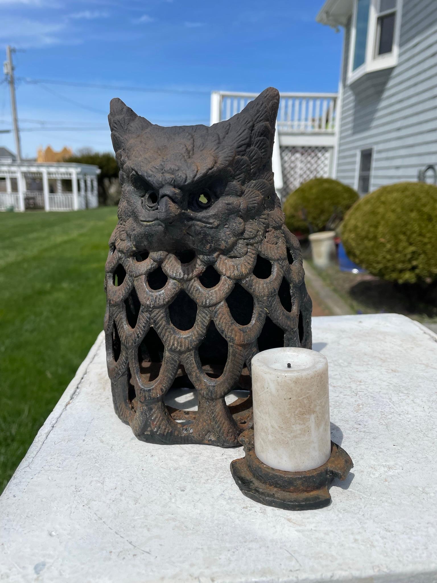 cast iron owl lantern