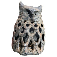 Japanese Hand Cast "Owl" Wall Lantern, Rare Bird