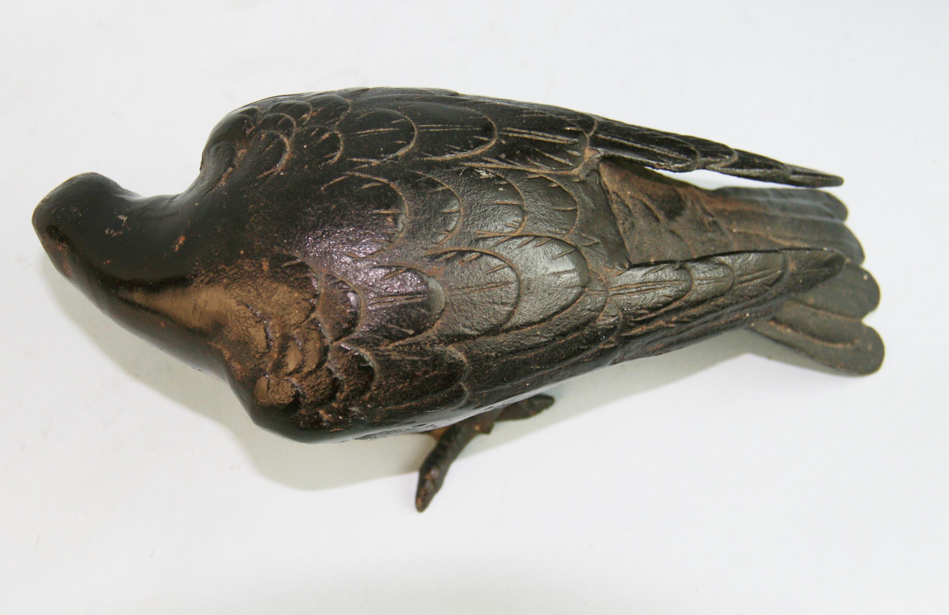 Japanese Pair  Hand Cast Iron  Black Pigeons, Beautiful Detail 6