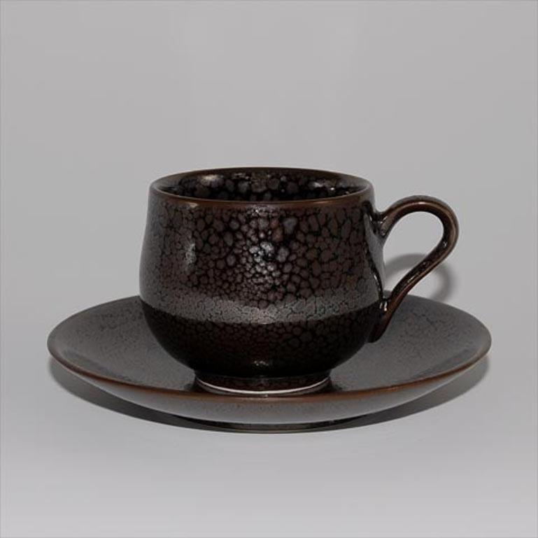 Japanese Hand-Glazed Blue Porcelain Cup and Saucer by Master Artist, 2018 7