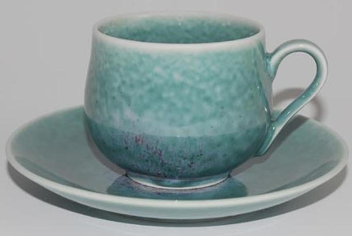 Japanese Hand-Glazed Blue Porcelain Cup and Saucer by Master Artist, 2018 (Porzellan)