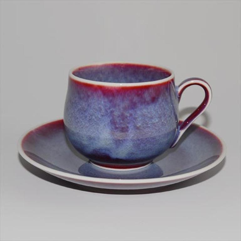 Japanese Hand-Glazed Blue Porcelain Cup and Saucer by Master Artist, 2018 2