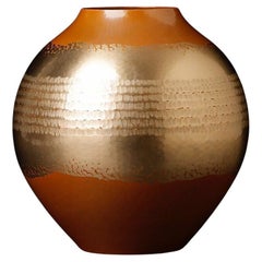 Japanese hand hammered copper vase by famous Gyokusendo