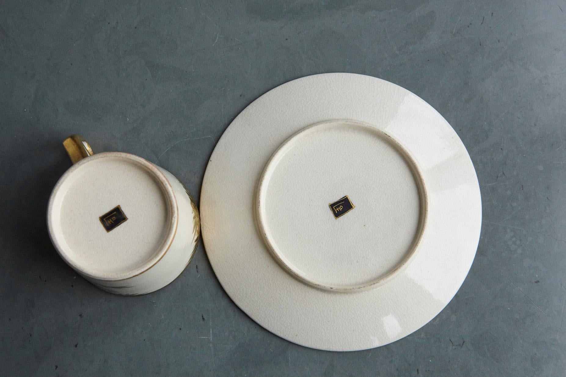 Servizio da caffè Demitasse giapponese dipinto a mano e dorato, nuovo in scatola, anni '30 6