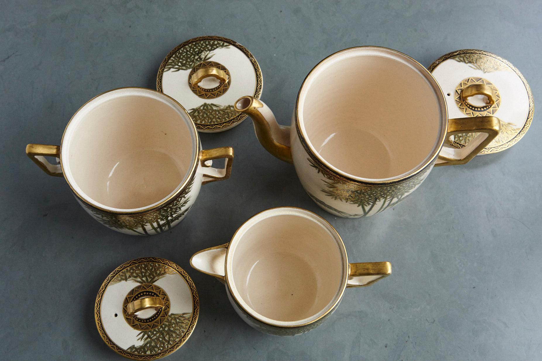 Servizio da caffè Demitasse giapponese dipinto a mano e dorato, nuovo in scatola, anni '30 In condizioni ottime a Pau, FR