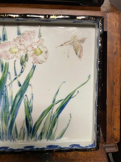 Japanese Hand Painted and Gilt Porcelain Tray Floral and Butterfly Decoration