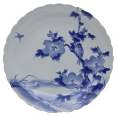 Japanese Hand Painted Blue and White Charger
