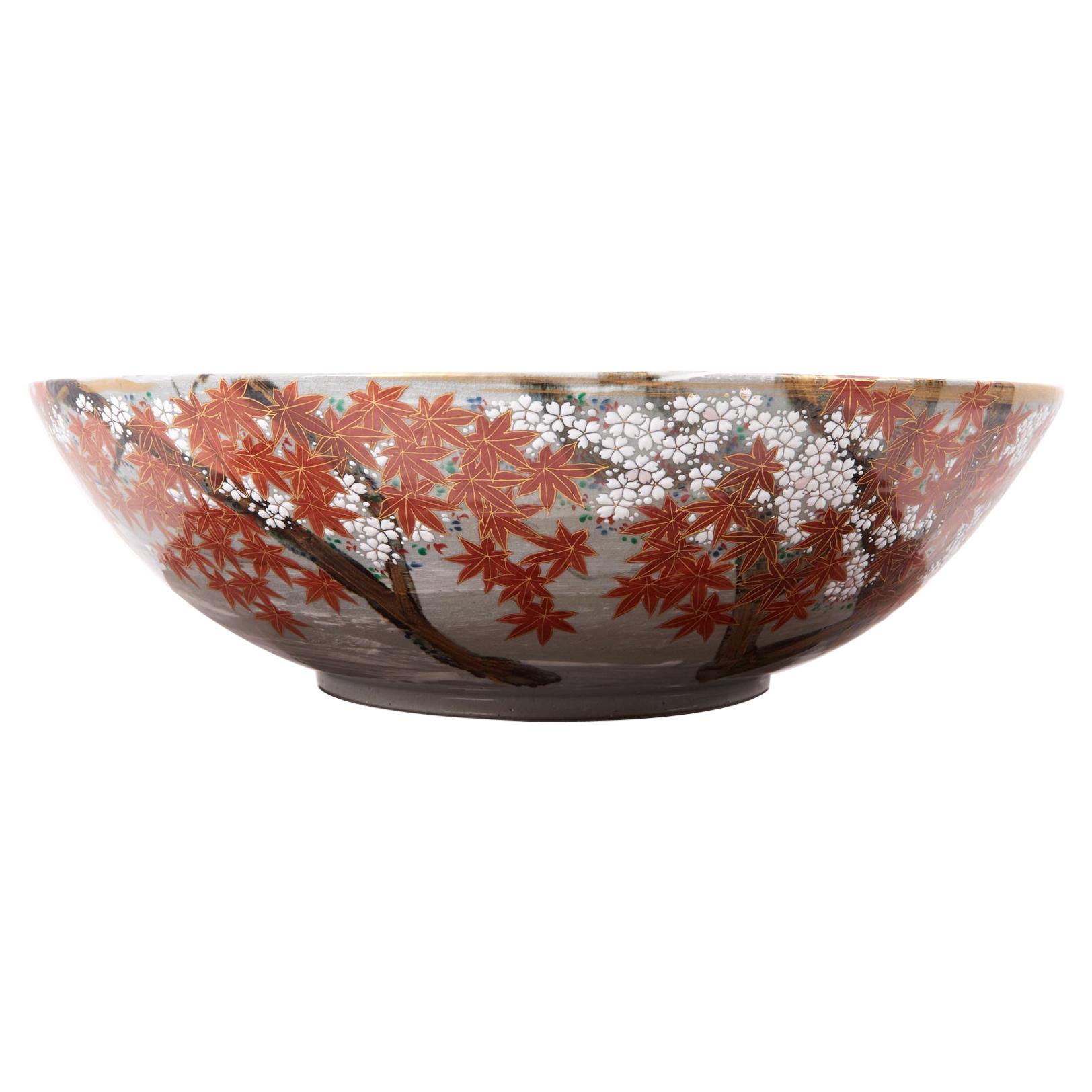 Japanese Hand Painted Ceramic Bowl, New For Sale