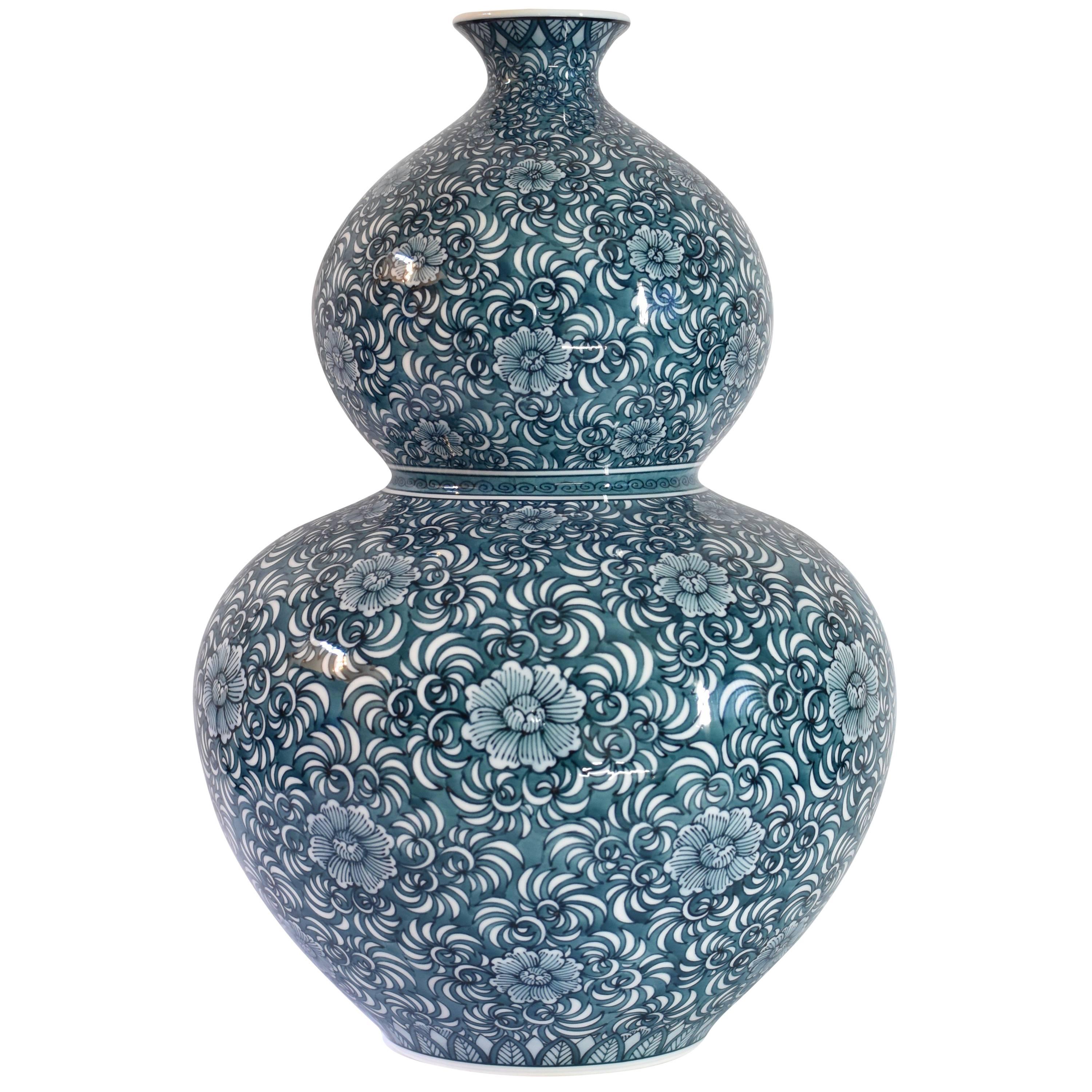 Blue Porcelain Vase by Japanese Master Artist