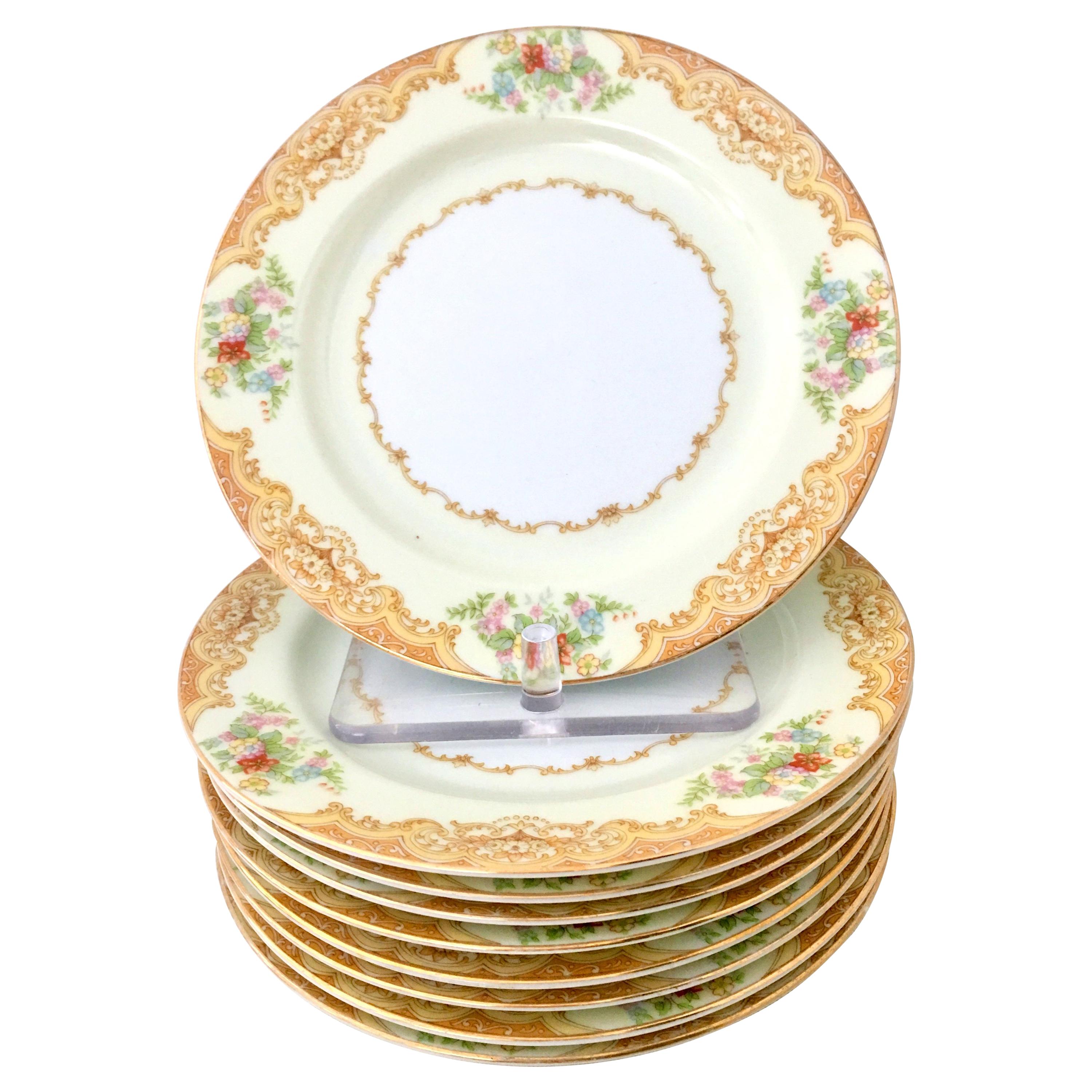 1930'S Japanese Hand Painted Salad/Dessert Plates By, Noritake Set/9 For Sale