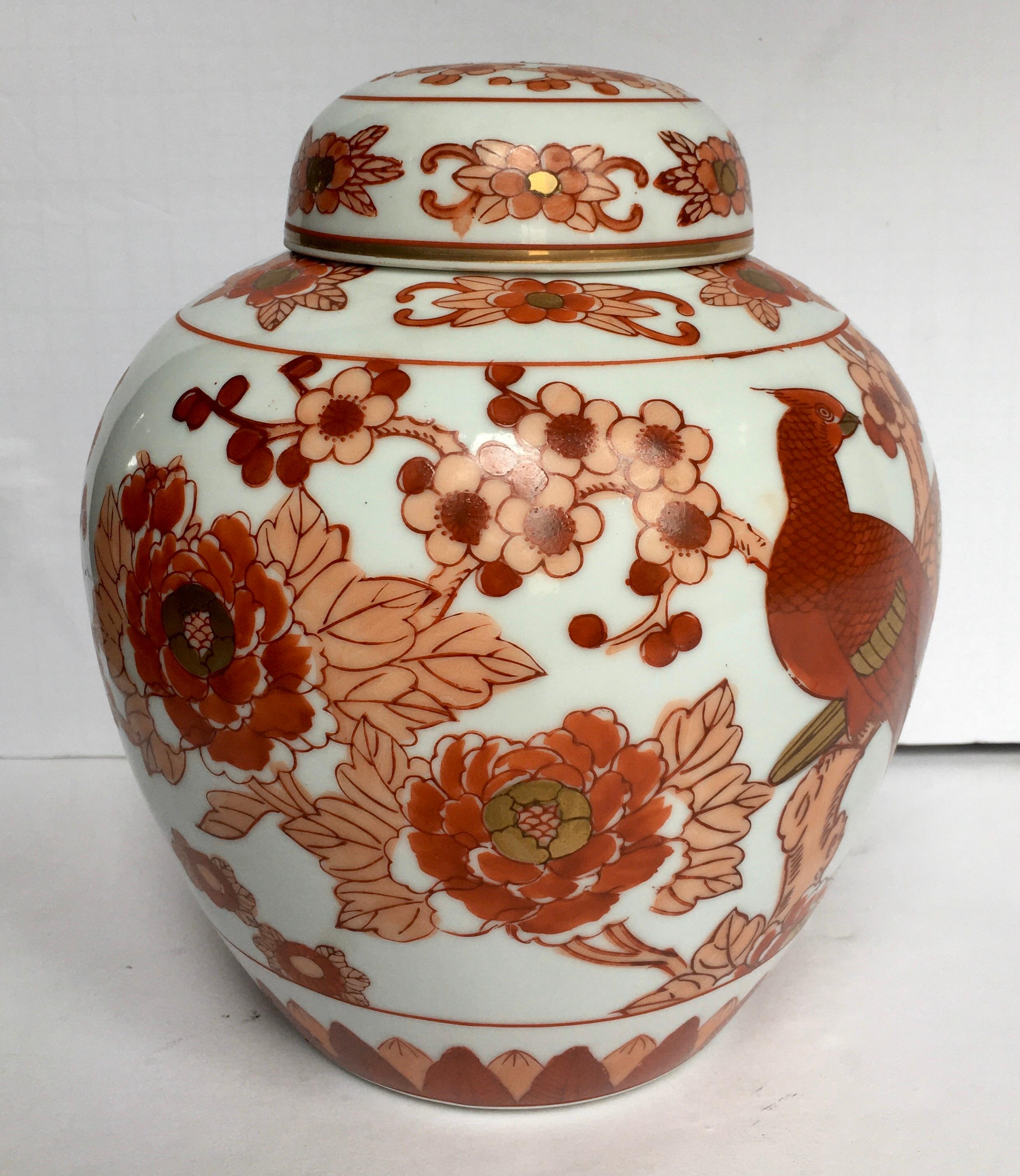 VINTAGE 1960s GOLD IMARI hand painted vase 8.5 Pair