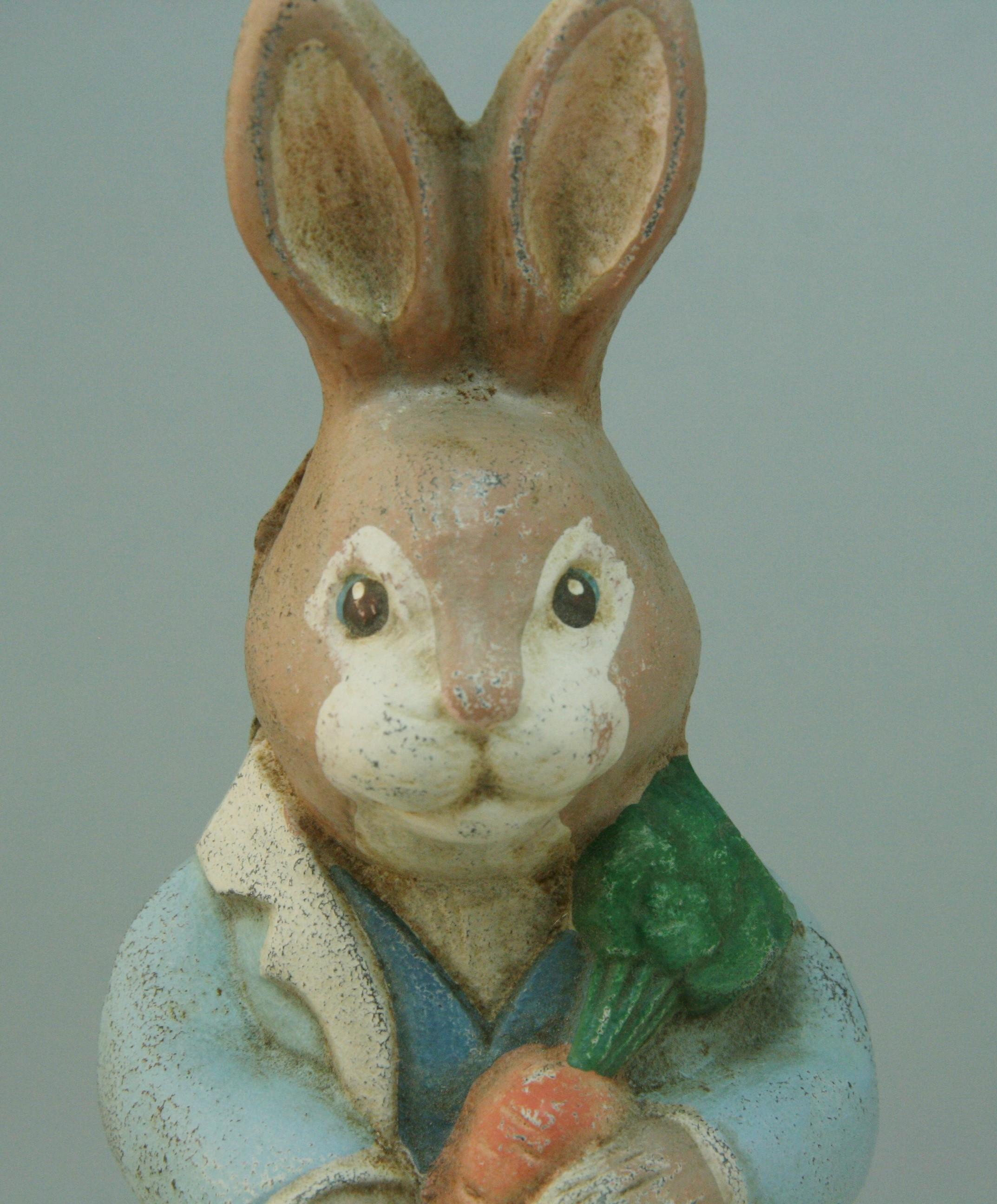 Cast Japanese Hand Painted Iron Garden Bunny Rabbit
