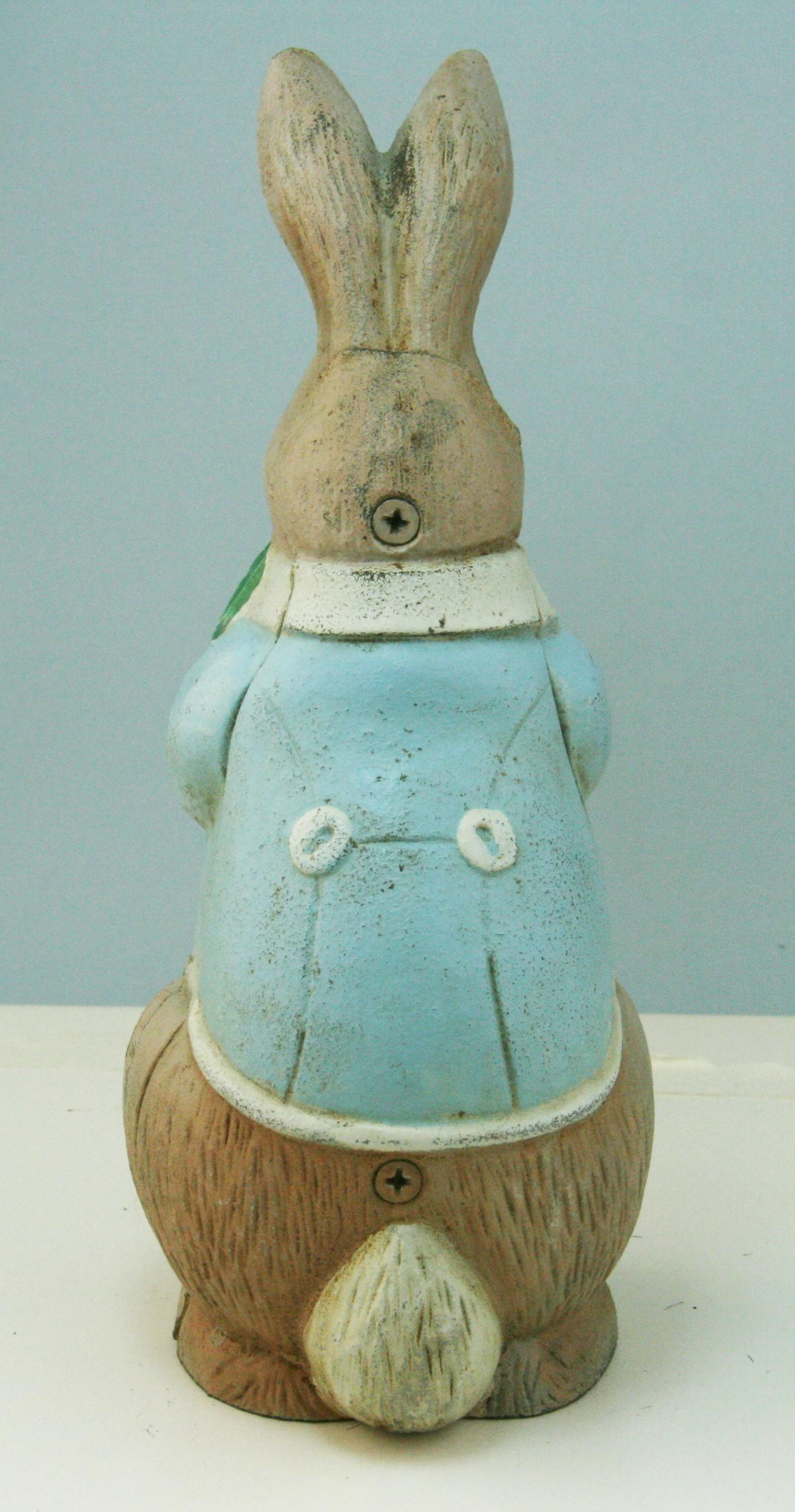 Japanese Hand Painted Iron Garden Bunny Rabbit In Good Condition In Douglas Manor, NY