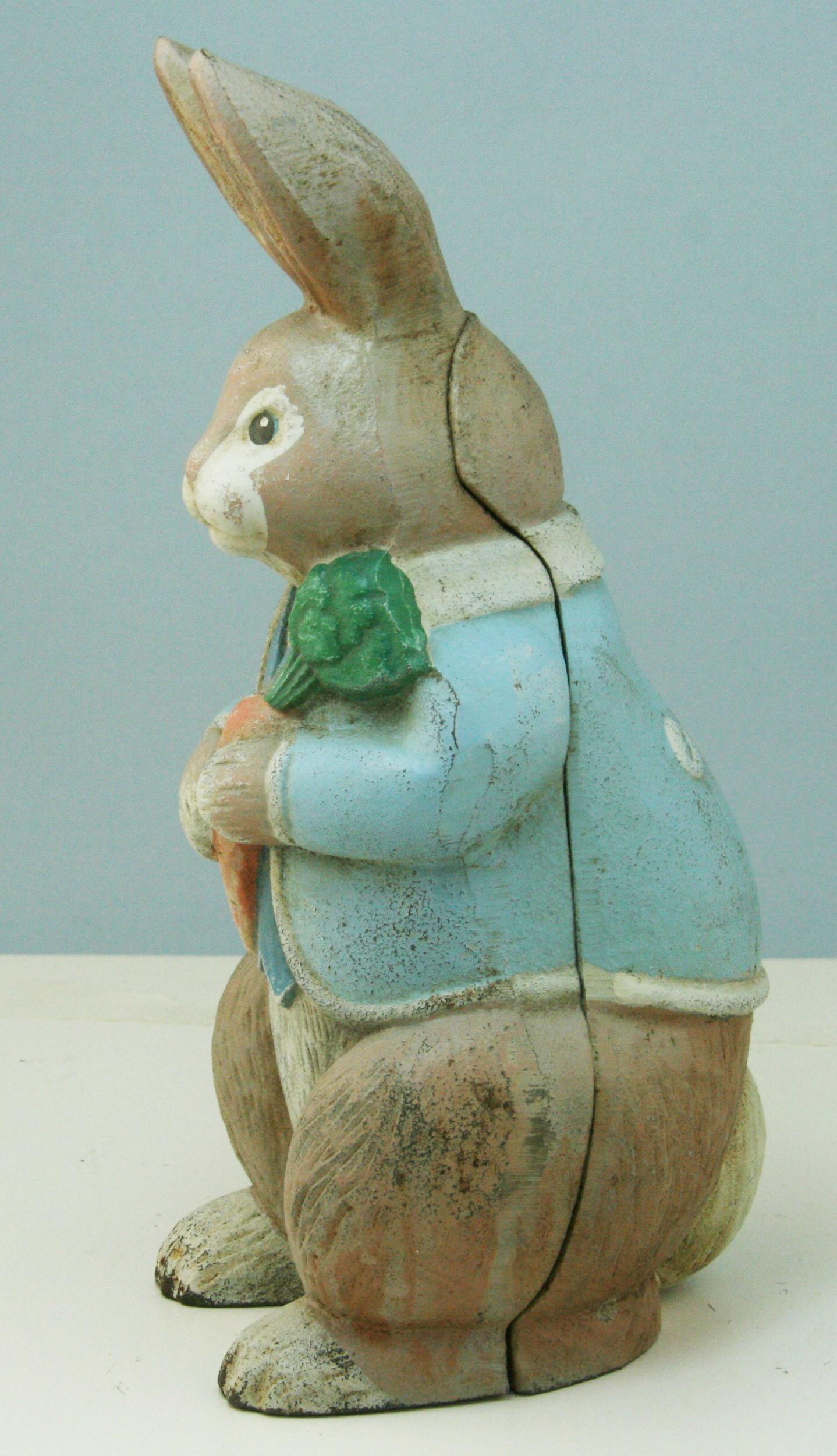 Mid-20th Century Japanese Hand Painted Iron Garden Bunny Rabbit