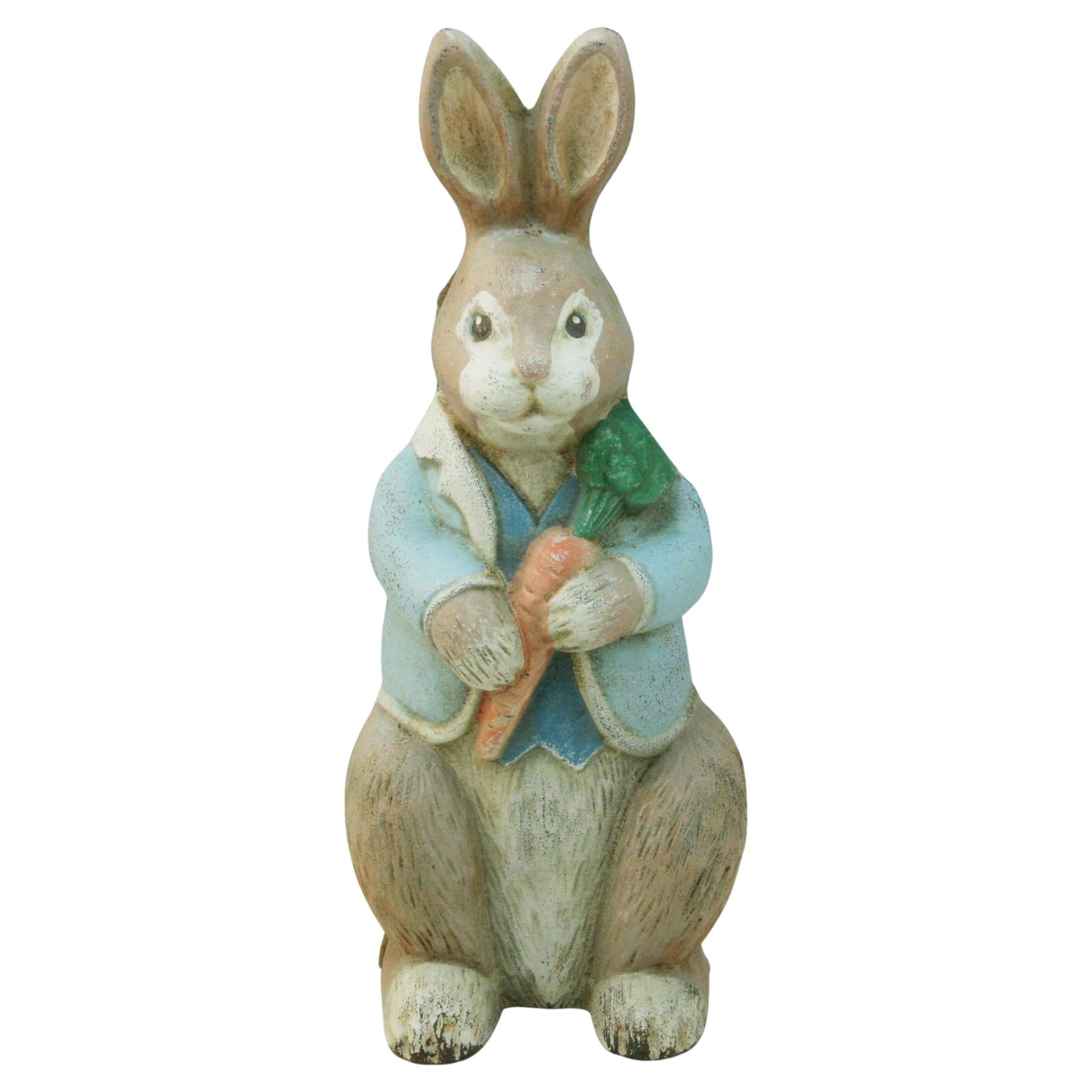 Japanese Hand Painted Iron Garden Bunny Rabbit