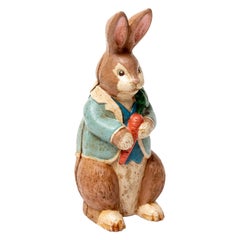 Japanese Hand Painted Iron Garden Bunny Rabbit or Doorstop