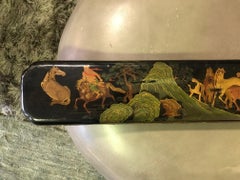 Placca da tempio asiatica giapponese dipinta a mano e laccata Cavalli, XIX secolo