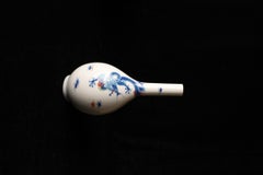 Japanese Hand-Painted Porcelain Sake Bottle with Dragon Motif. Imari style