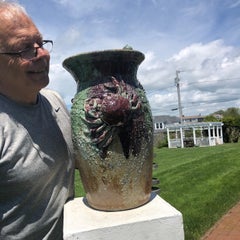 Japanese Hand Painted Tall "Feisty Sea Crab" Planter Pot