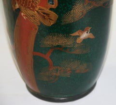 Jarrón Japonés Pintado a Mano con Águila y Pájaros