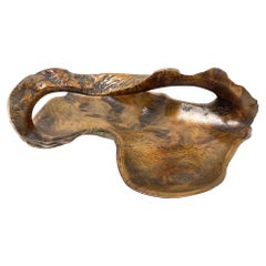 Japanese Handled Burl Wood Dish Marked, "Nippon"