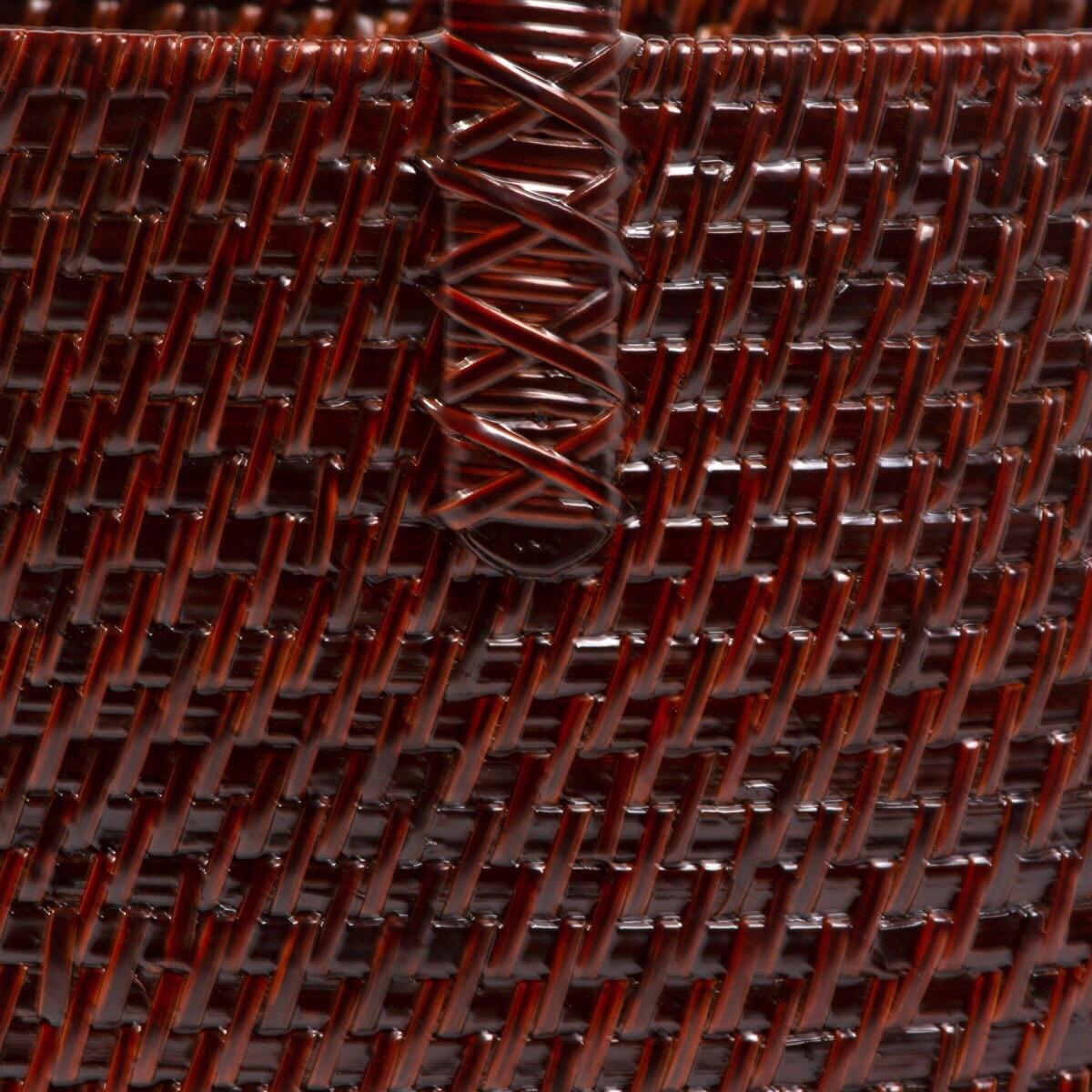 Varnished Japanese Handled Woven Basket from Takashimaya 