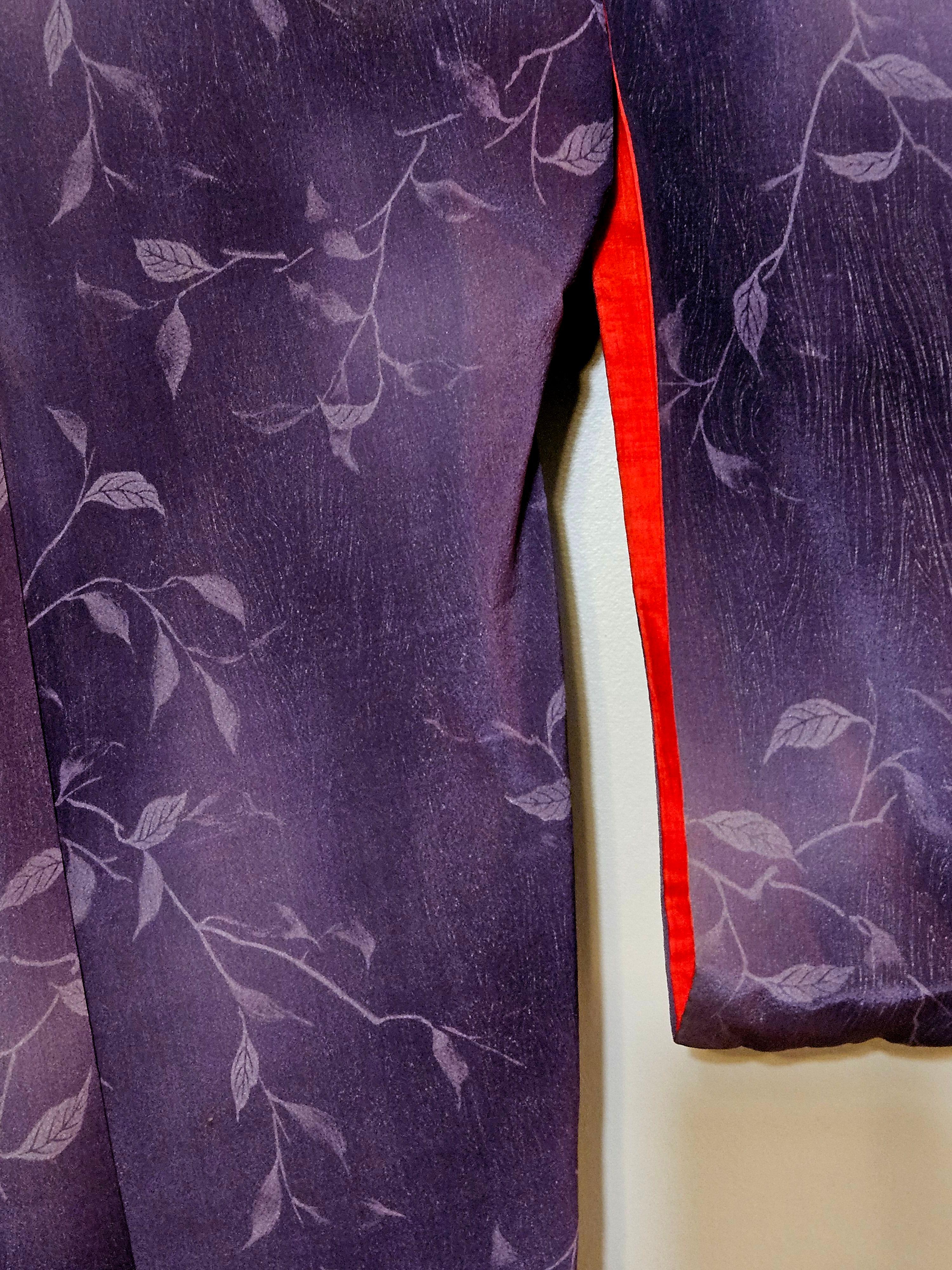Japanischer handgefertigter langer Seidenkimono für Männer #2 von 1955 (Handgefertigt) im Angebot