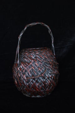 Japanese Handwoven Bamboo Flower Basket with Twisted Handle – Taisho to Showa Pe