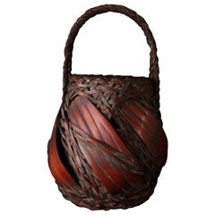 Japanese Handwoven Bamboo Ikebana Basket — Early 20th Century