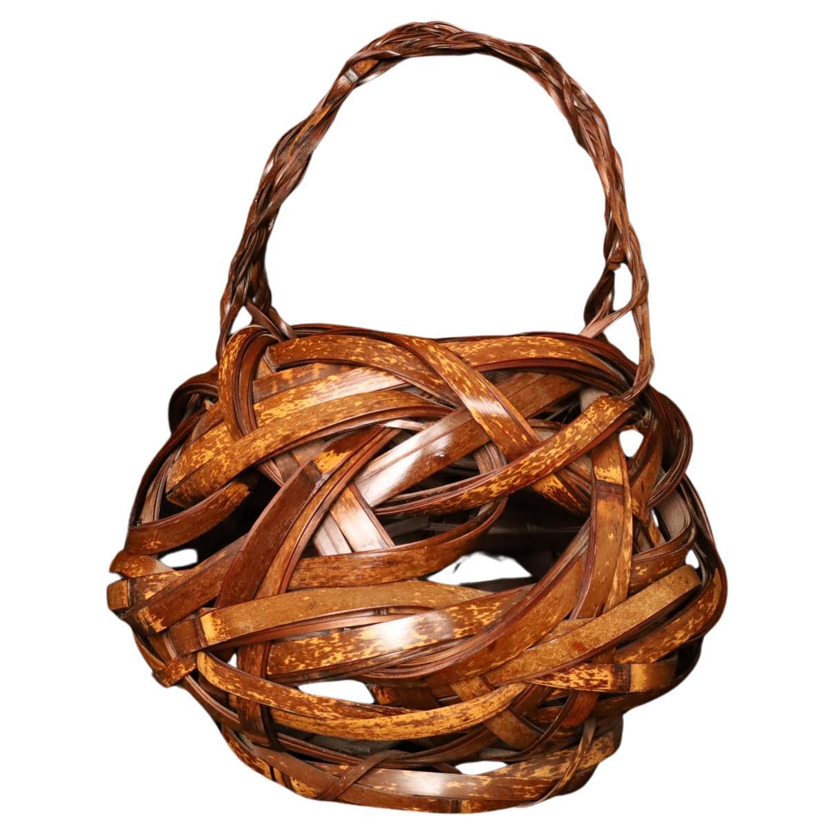 Japanese Handwoven Bamboo Ikebana Basket — Early 20th Century