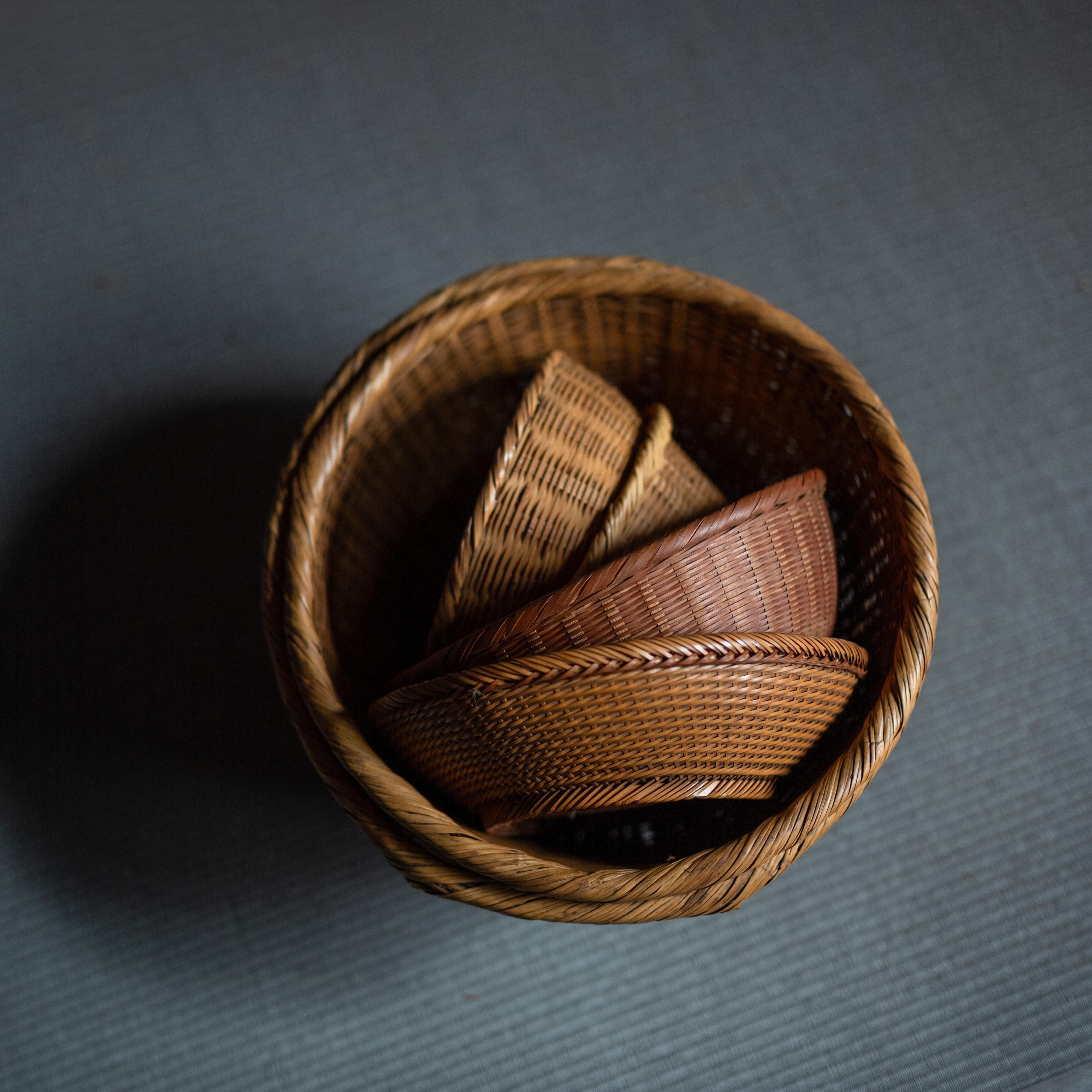 Japanese Handwoven Basket, Kago, Japan, 20th Century For Sale 5