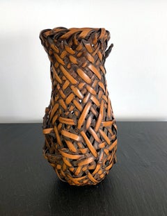 Japanese Hanging Bamboo Ikebana Basket Signed