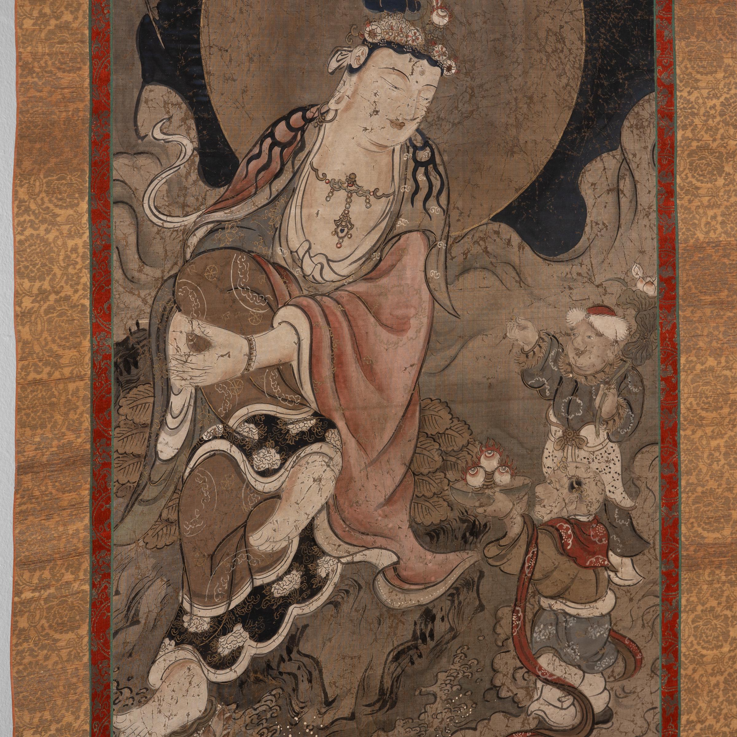 Edo Japanese Hanging Scroll of the Goddess of Mercy, c. 1800