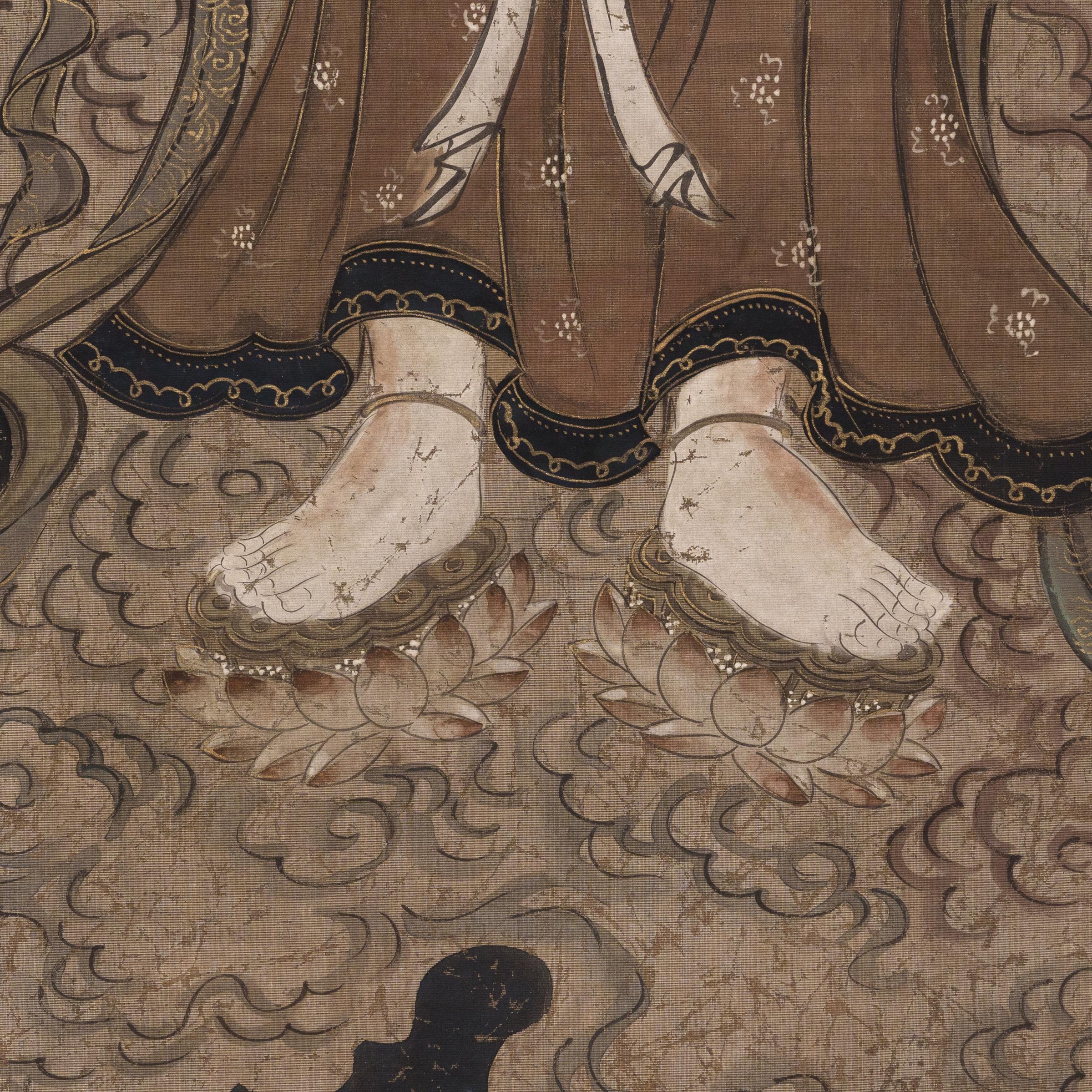 Edo Japanese Hanging Scroll of the Goddess of Mercy, c. 1800