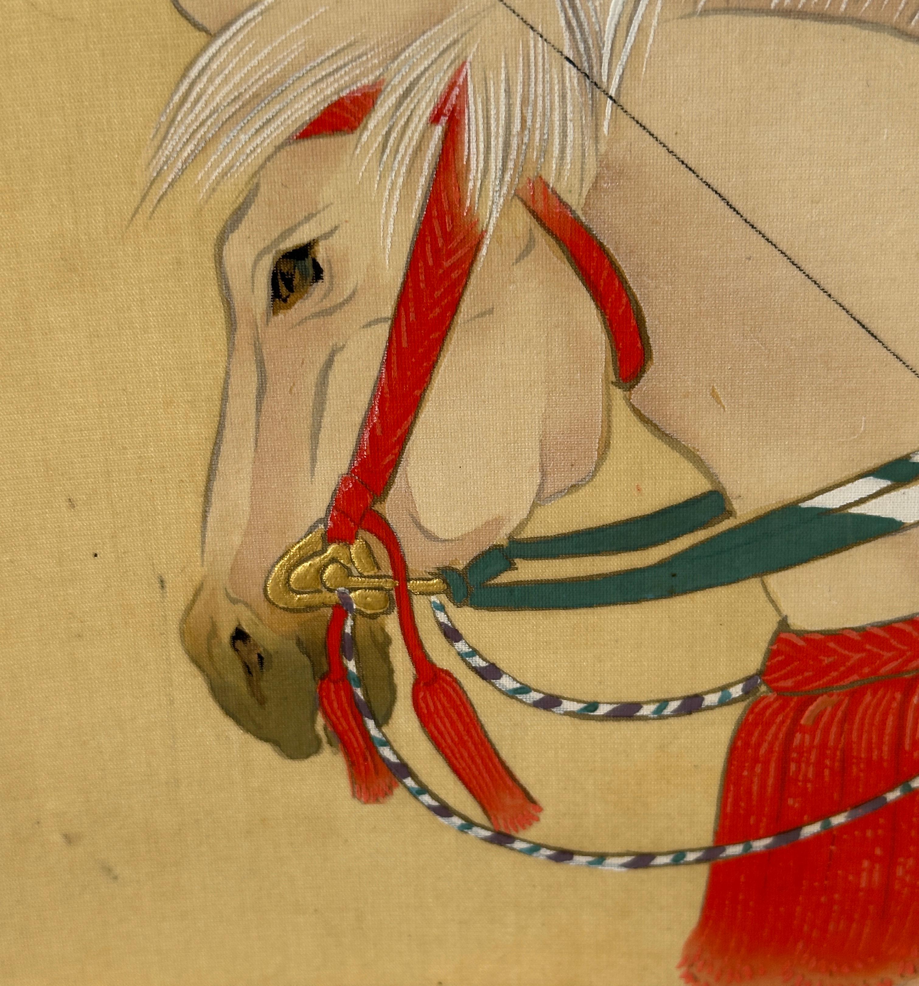 Japanese Hanging Scroll – Samurai under Blossoming Tree For Sale 10